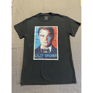 Leonardo Decaprio Old Sport Black Graphic Tee School Crew Neck Men's Small